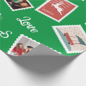 Kerstpostzegel Aangepaste naam en foto's Cadeaupapier (Hoek)