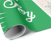 Kerstpostzegel Aangepaste naam en foto's Cadeaupapier (Rol Hoek)