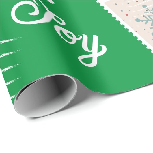 Kerstpostzegel Aangepaste naam en foto's Cadeaupapier (Rol Hoek)