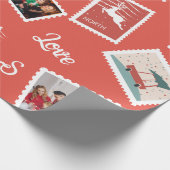 Kerstpostzegel Aangepaste naam en foto's Cadeaupapier (Hoek)