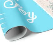 Kerstpostzegel Aangepaste naam en foto's Cadeaupapier (Rol Hoek)