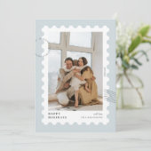 Kerstpostzegel fotolijst feestdagenkaart (Staand voorkant)