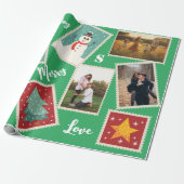 Kerstpostzegel Grappig Gepersonaliseerd Groen Cadeaupapier (Uitgerold)