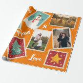 Kerstpostzegel Grappig gepersonaliseerd Sinaasappe Cadeaupapier (Uitgerold)