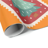 Kerstpostzegel Grappig gepersonaliseerd Sinaasappe Cadeaupapier (Rol Hoek)