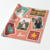Kerstpostzegel Grappige gepersonaliseerde foto Cadeaupapier (Uitgerold)