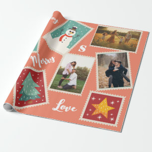 Kerstpostzegel Grappige gepersonaliseerde foto Cadeaupapier