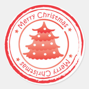 Kerstpostzegel - Kerstboom Ronde Sticker