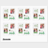 kerstpostzegels 2 foto vierkante sticker (Vel)