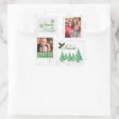 kerstpostzegels 2 foto vierkante sticker (Tas)