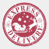 Kerstpostzegels Leuke Schattigee Santa Baby Ronde Sticker (Voorkant)