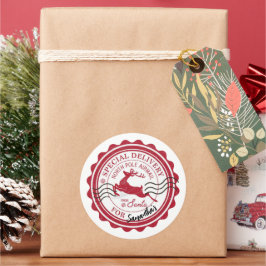 Kerstpostzegels Leuke Schattigee Santa Baby Ronde Sticker