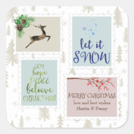  kerstpostzegels op maat vierkante sticker