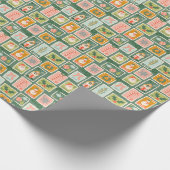 Kerstpostzegels op Sage Green Cadeaupapier (Hoek)