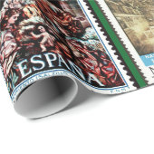 Kerstpostzegels over de hele wereld cadeaupapier (Rol Hoek)