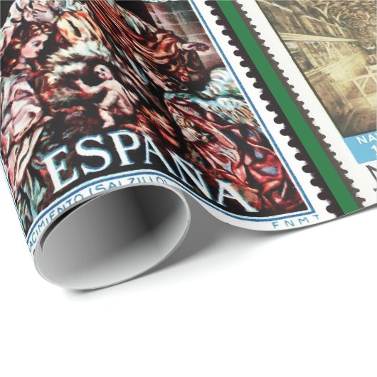 Kerstpostzegels over de hele wereld cadeaupapier (Rol Hoek)