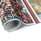 Kerstpostzegels over de hele wereld cadeaupapier (Rol Hoek)