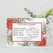 Kerstpot LUCK Avondmaal Uitnodiging (Staand voorkant)