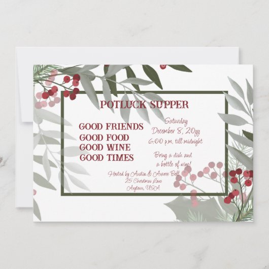 Kerstpot LUCK Avondmaal Uitnodiging (Voorkant)