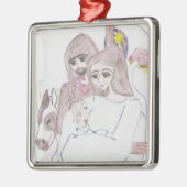 kerstpotpotpotloodtekening metalen ornament (Links)