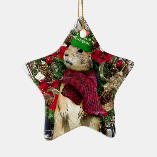 Kerstprairie Dog Keramisch Ornament (Rechts)