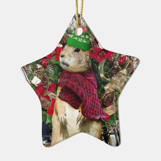 Kerstprairie Dog Keramisch Ornament (Links)
