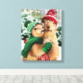 Kerstprairie Dogs Canvas Afdruk (Insitu (Houten vloer))