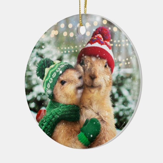 Kerstprairie Dogs Keramisch Ornament (Links)