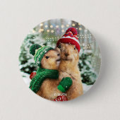 Kerstprairie Dogs Ronde Button 5,7 Cm (Voorkant)