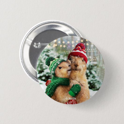 Kerstprairie Dogs Ronde Button 5,7 Cm (Voorkant /achterkant)