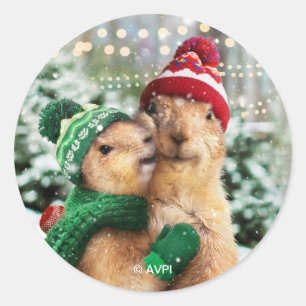 Kerstprairie Dogs Ronde Sticker