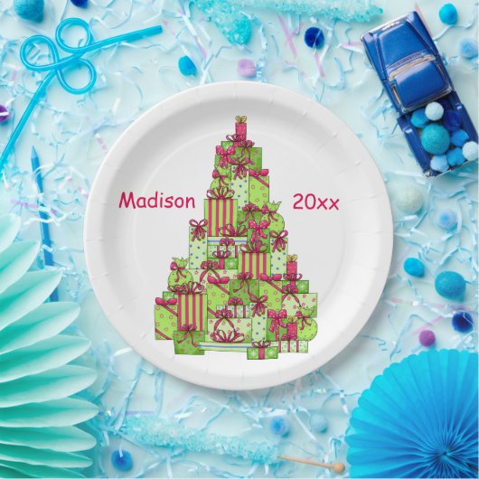 Kerstpresentaties - Aangepaste naam structuur Papieren Bordje (Feest)