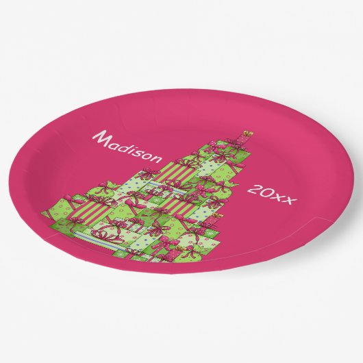 Kerstpresentaties - Aangepaste naam structuur Papieren Bordje (Gekanteld)