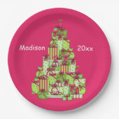 Kerstpresentaties - Aangepaste naam structuur Papieren Bordje (Voorkant)