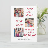 Kerstpret charme Kleurrijke Drie Foto's  Feestdagenkaart (Staand voorkant)