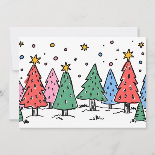 Kerstpret Doodle Kunststijl Feestdagenkaart (Voorkant)
