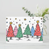 Kerstpret Doodle Kunststijl Feestdagenkaart (Staand voorkant)