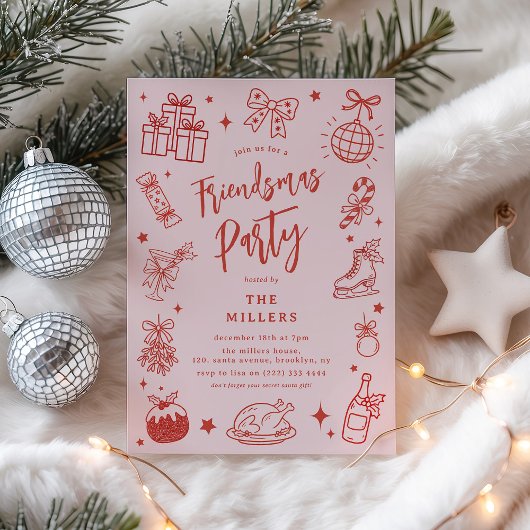 Kerstpret Doodle VriendenKerstfeest Kaart