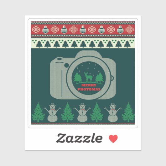 Kerstpret Foto Kerstmis Sticker (Vel)
