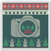 Kerstpret Foto Kerstmis Sticker (Voorkant)
