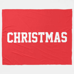 Kerstpret Fun Sportief Wit Tekst Op Helder Rood Fleece Deken