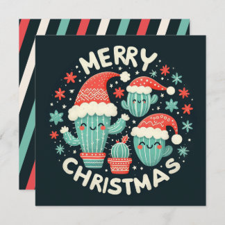 Kerstpret Potted Santa Cactus Planten Feestdagenkaart