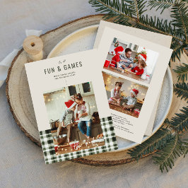 Kerstpret & -spellen | 3 Persoonlijke foto's Feestdagenkaart