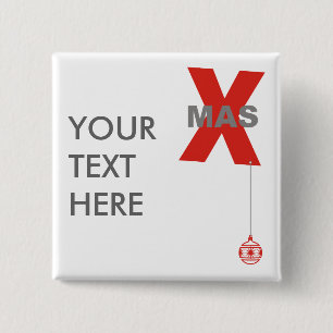 Kerstpret - Xmas Lettertype & Kerstbal 1 Vierkante Button 5,1 Cm