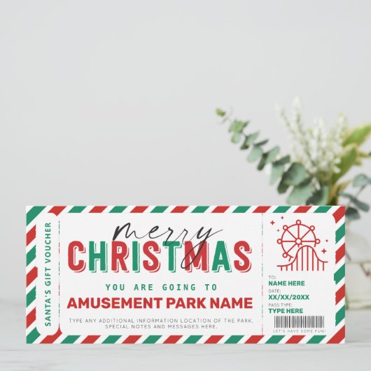 Kerstpretpark Theme Park Ticket Gift (Staand voorkant)