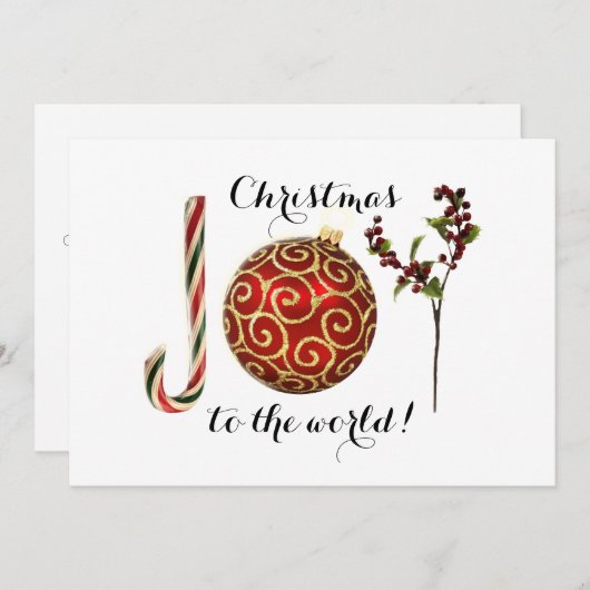 Kerstpretzel ornament met hulst in woordkunst feestdagenkaart (Voorkant / Achterkant)