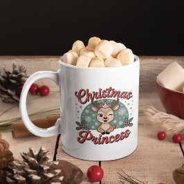 Kerstprinses | Schattig Meisjesachtig Rendier Kers Koffiemok