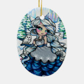 Kerstprinses Snow Owl Art van Hannah Lynn Keramisch Ornament (Achterkant)