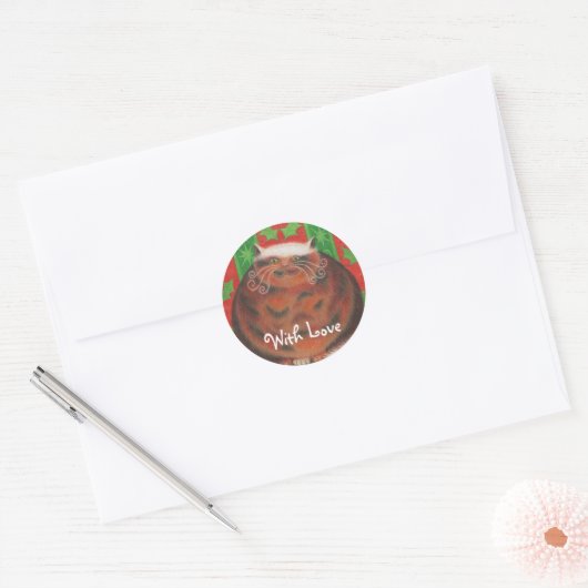 Kerstpud "Met liefde" ronde sticker (Envelop)