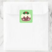 Kerstpudding 1 vierkante sticker (Tas)